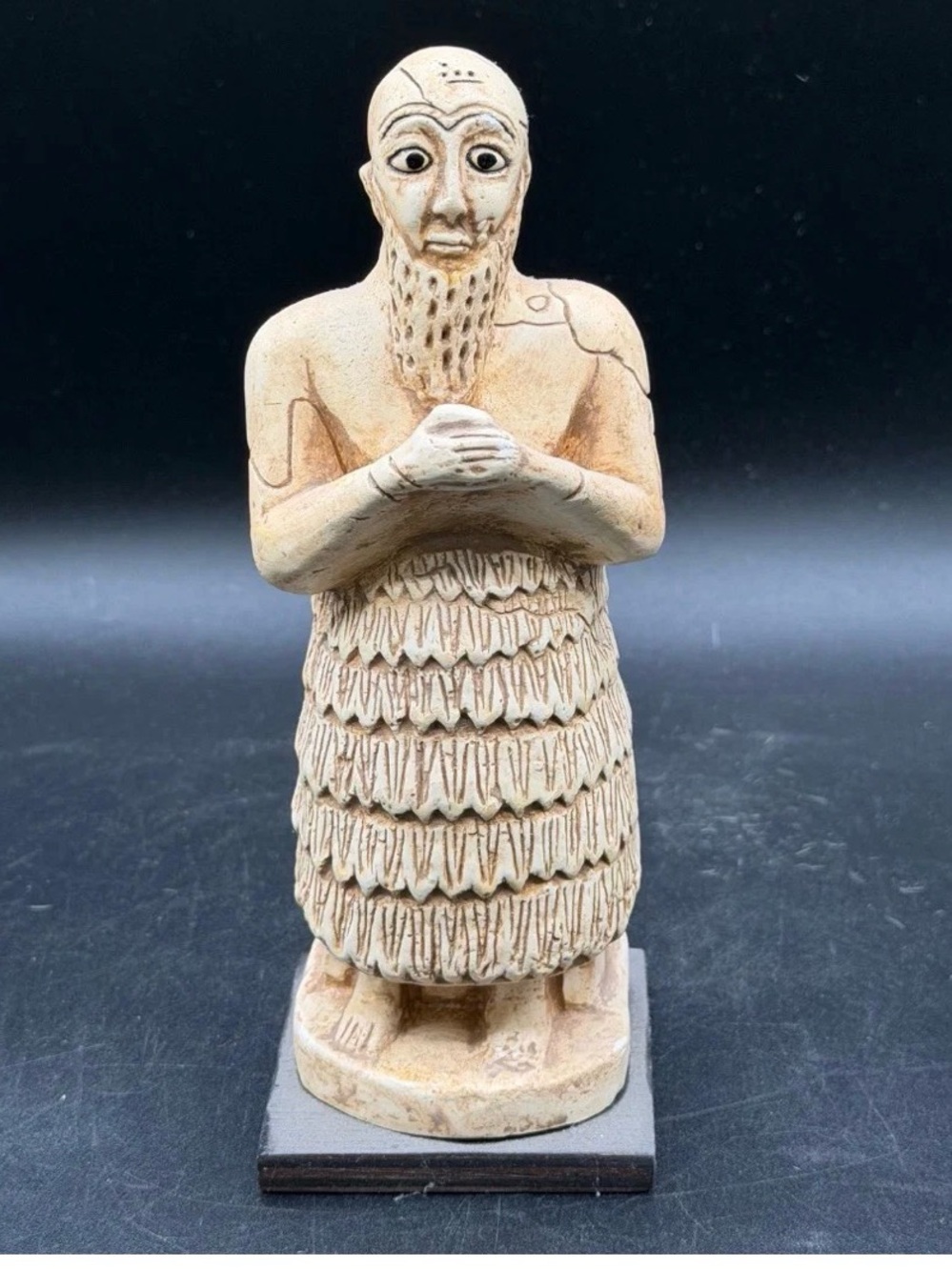 VTG King of Mari Statue 7.5" Sumerian Votive Figure Damascus Museum Label